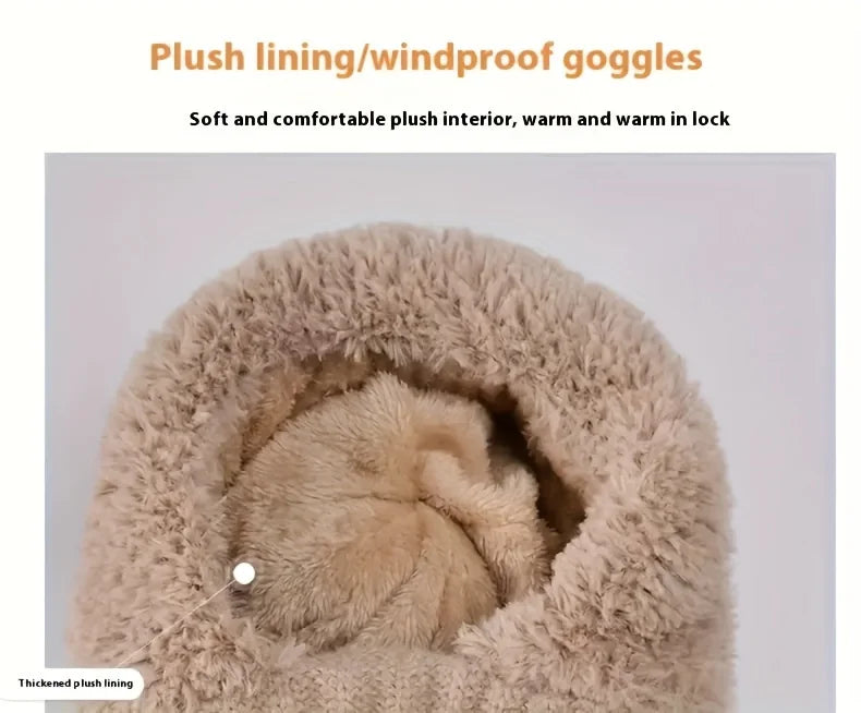 Windproof Thermal Fleece Ski Mask and Hat Set - 9