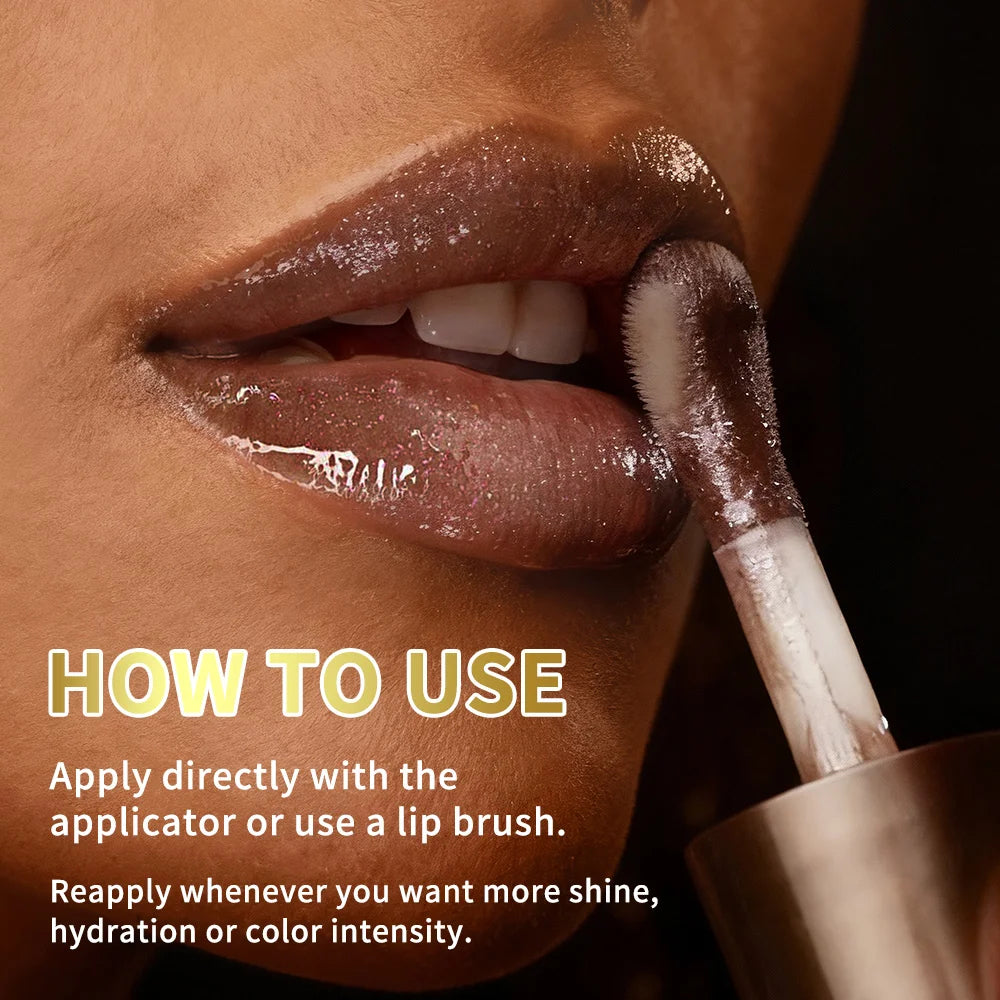 Moisturizing Chocolate Shimmer Lip Gloss for Plump Hydrated Lips