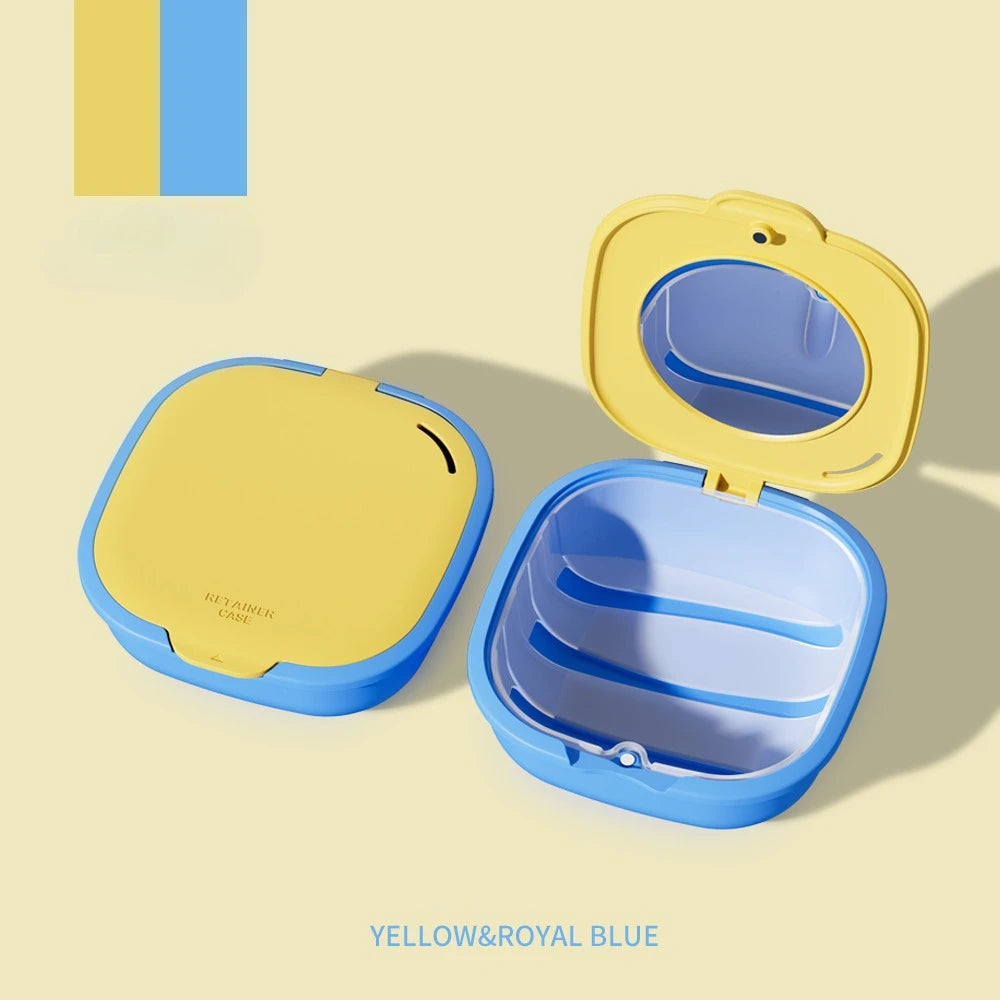 Portable Retainer Case with Mirror and Drain Basket