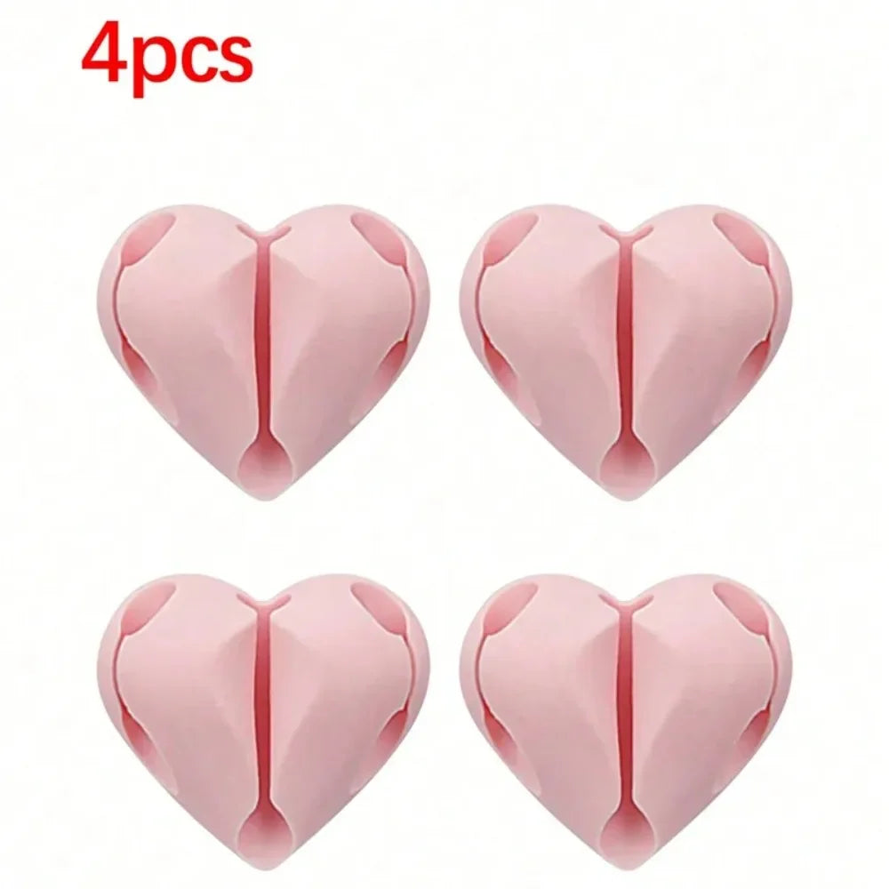 Heart-Shaped Self-Adhesive Cable Organizer for Desks