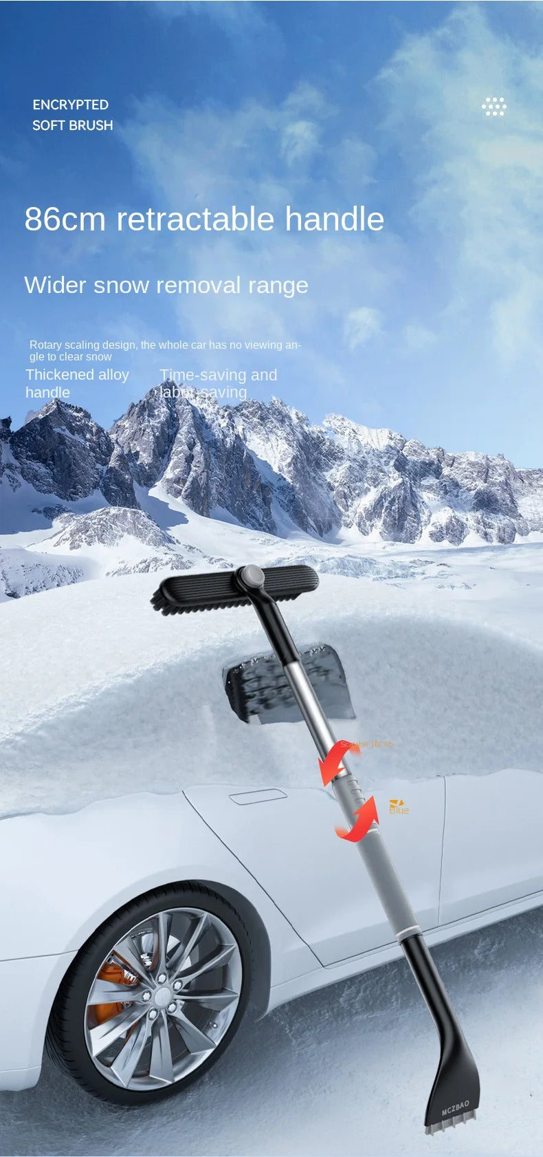 Retractable Car Snow Brush and Ice Scraper for Winter - 10