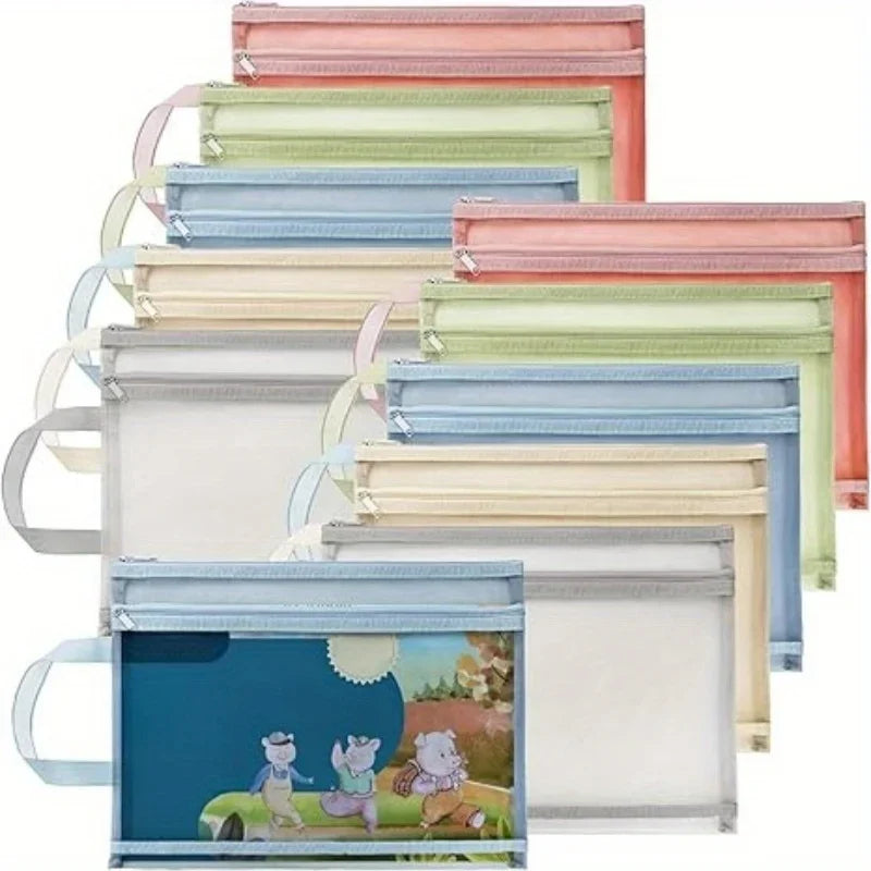 Transparent Double-Layer Mesh Document Storage Bag