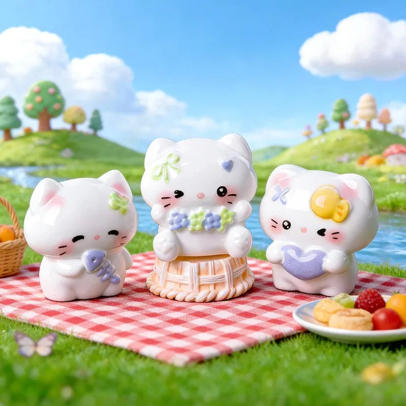 Cute Kawaii Cat Miniature Figurines for Car Dashboard and Desk Decor