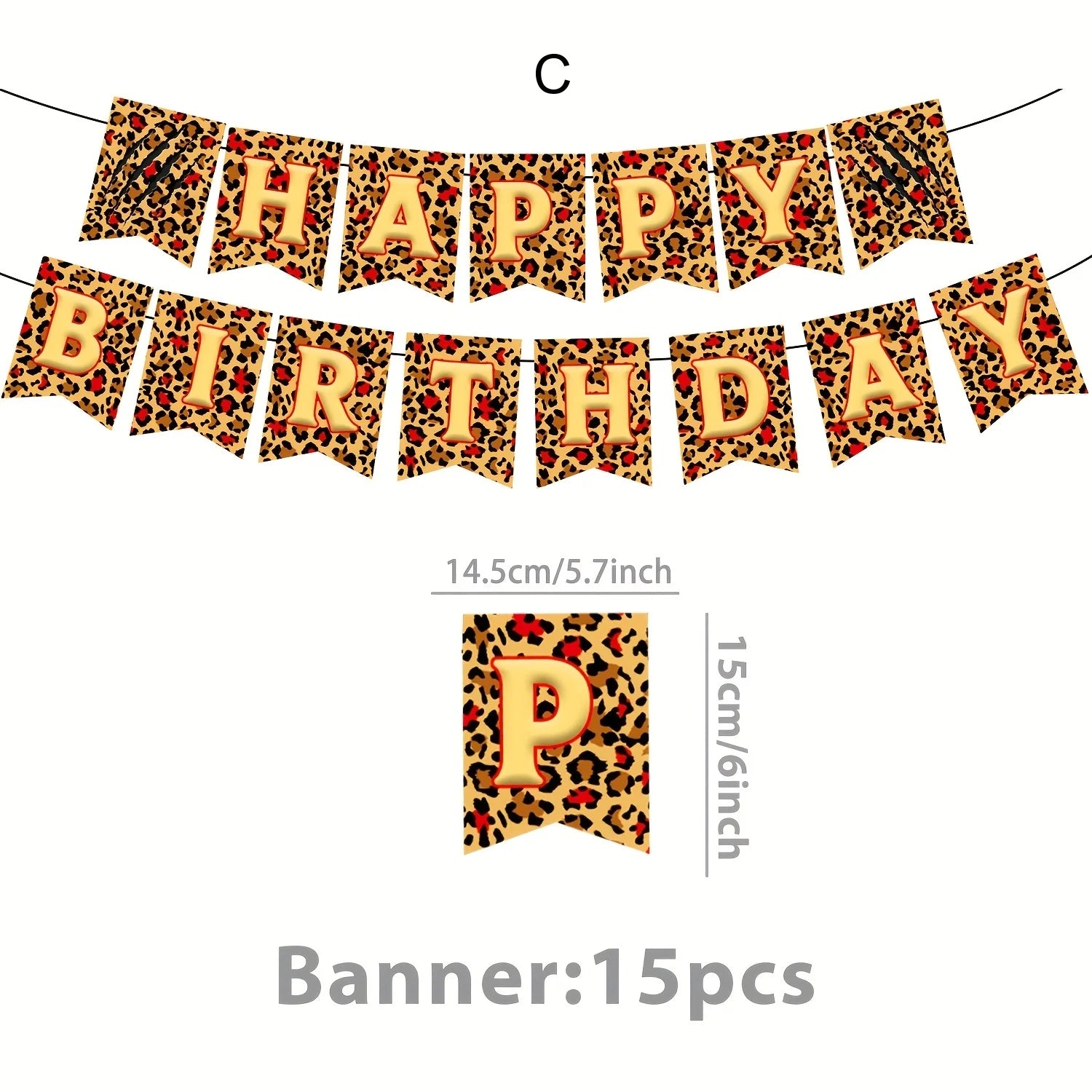 Leopard Print Happy Birthday Party Banner Decoration Set - 11