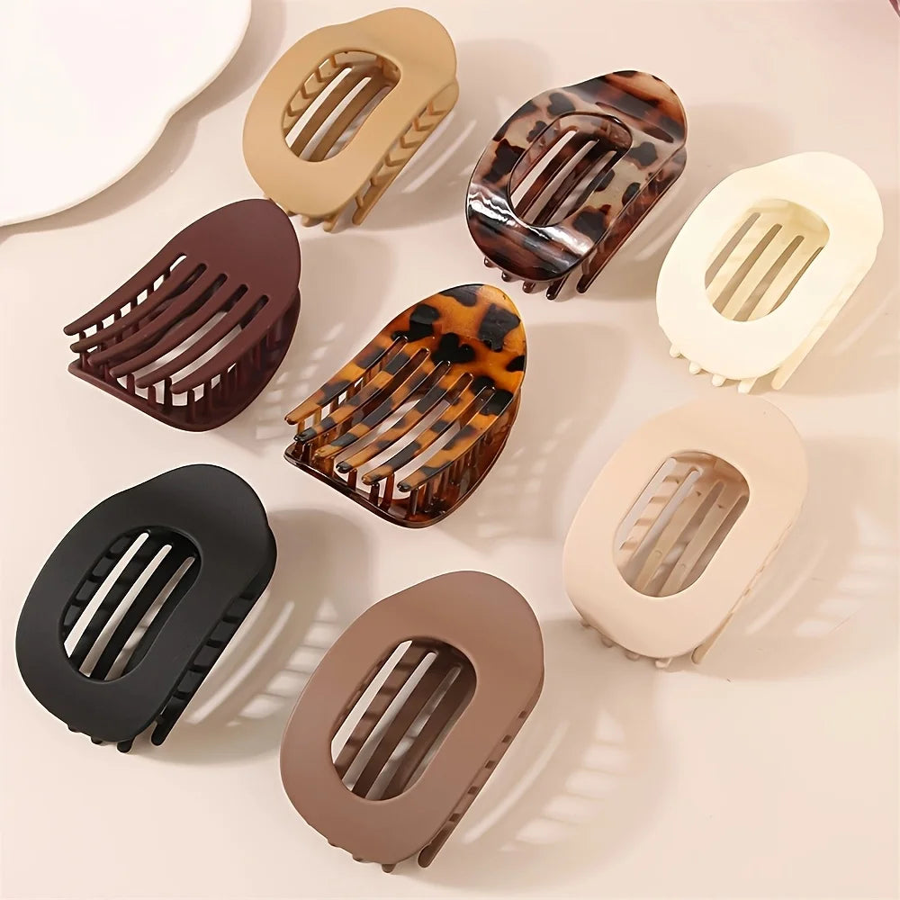 Matte Oval Flat Hair Clips for Women