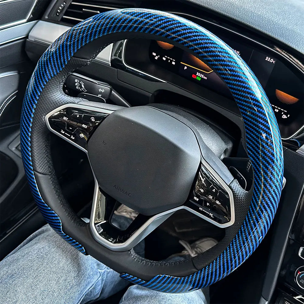 Universal Carbon Fiber Steering Wheel Cover for All Seasons
