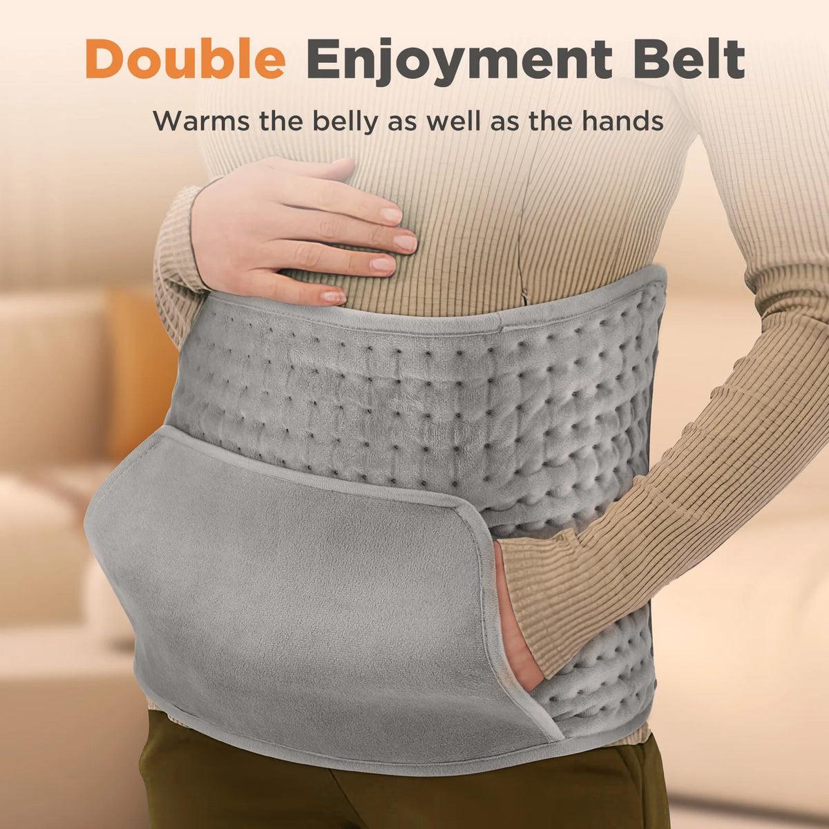 Electric Heated Waist Wrap with Hand Pockets and Timer