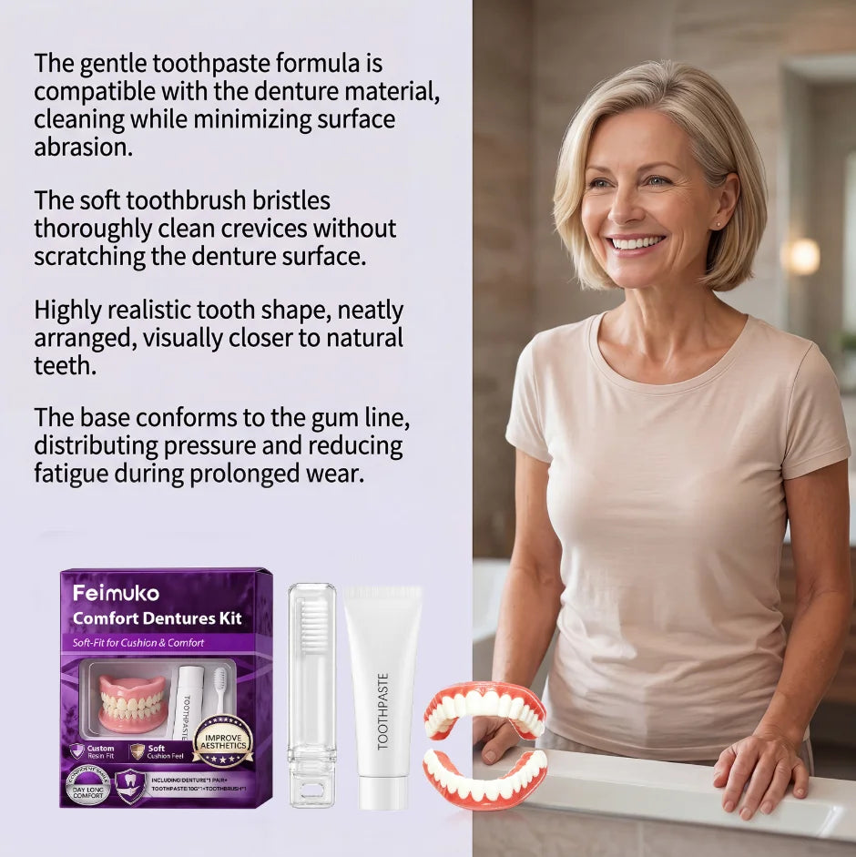 Comfort Fit Silicone Cosmetic Dentures for Natural Smile - 6