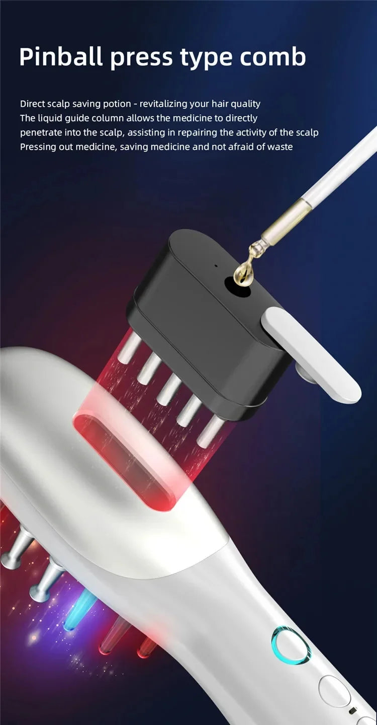 Electric EMS LED Scalp Massager and Hair Oil Applicator Comb