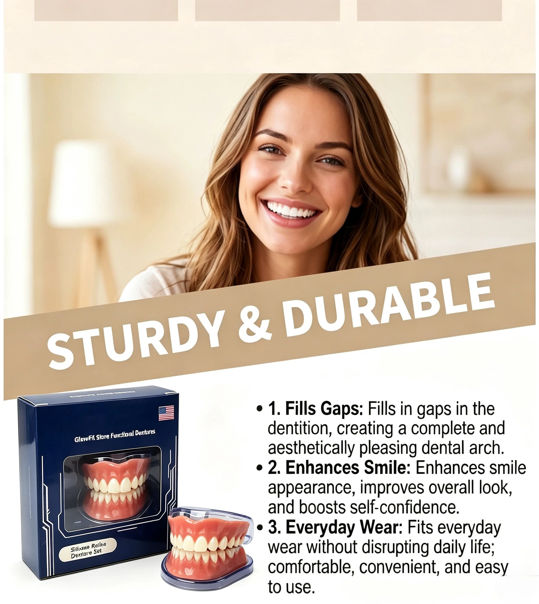 Instant Smile Cosmetic Dentures with Silicone Gum Base - 6