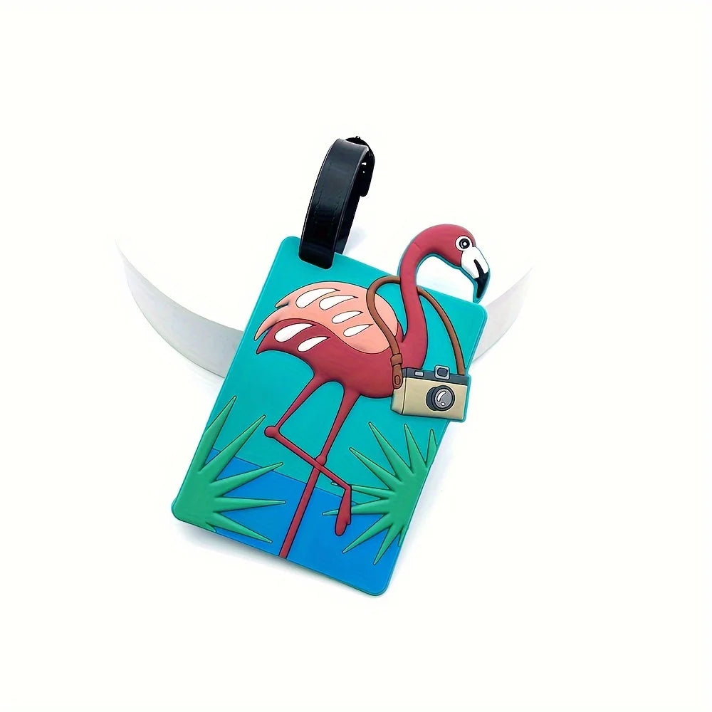Cute Flamingo Luggage Tag Travel Bag Identifier and ID Holder
