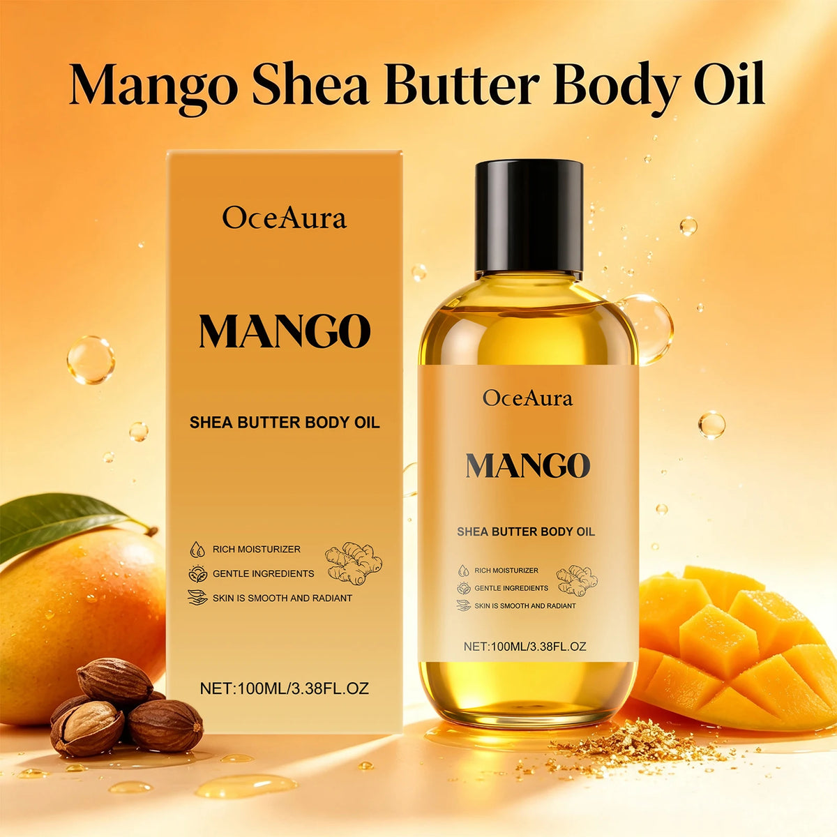 Mango Shea Butter Nourishing Body Oil for Dry Skin
