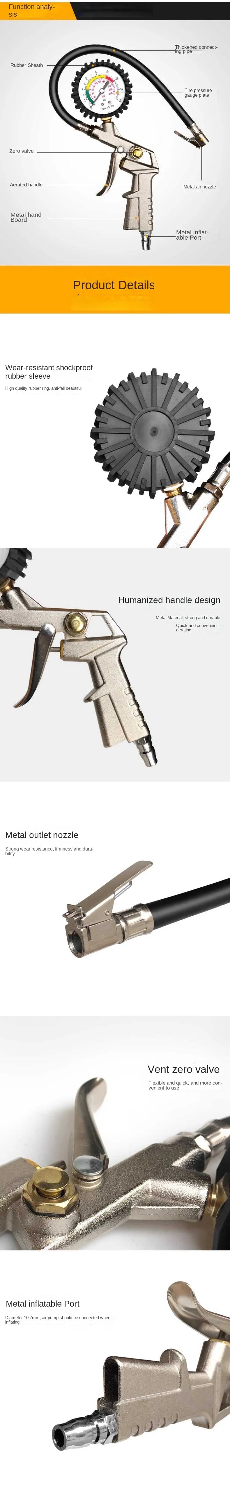 Multifunctional Tire Pressure Gauge and Inflator for Vehicles