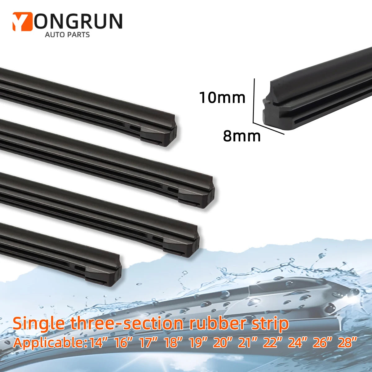 Universal Car Windshield Wiper Blade Replacement Rubber Refill Strip - 1