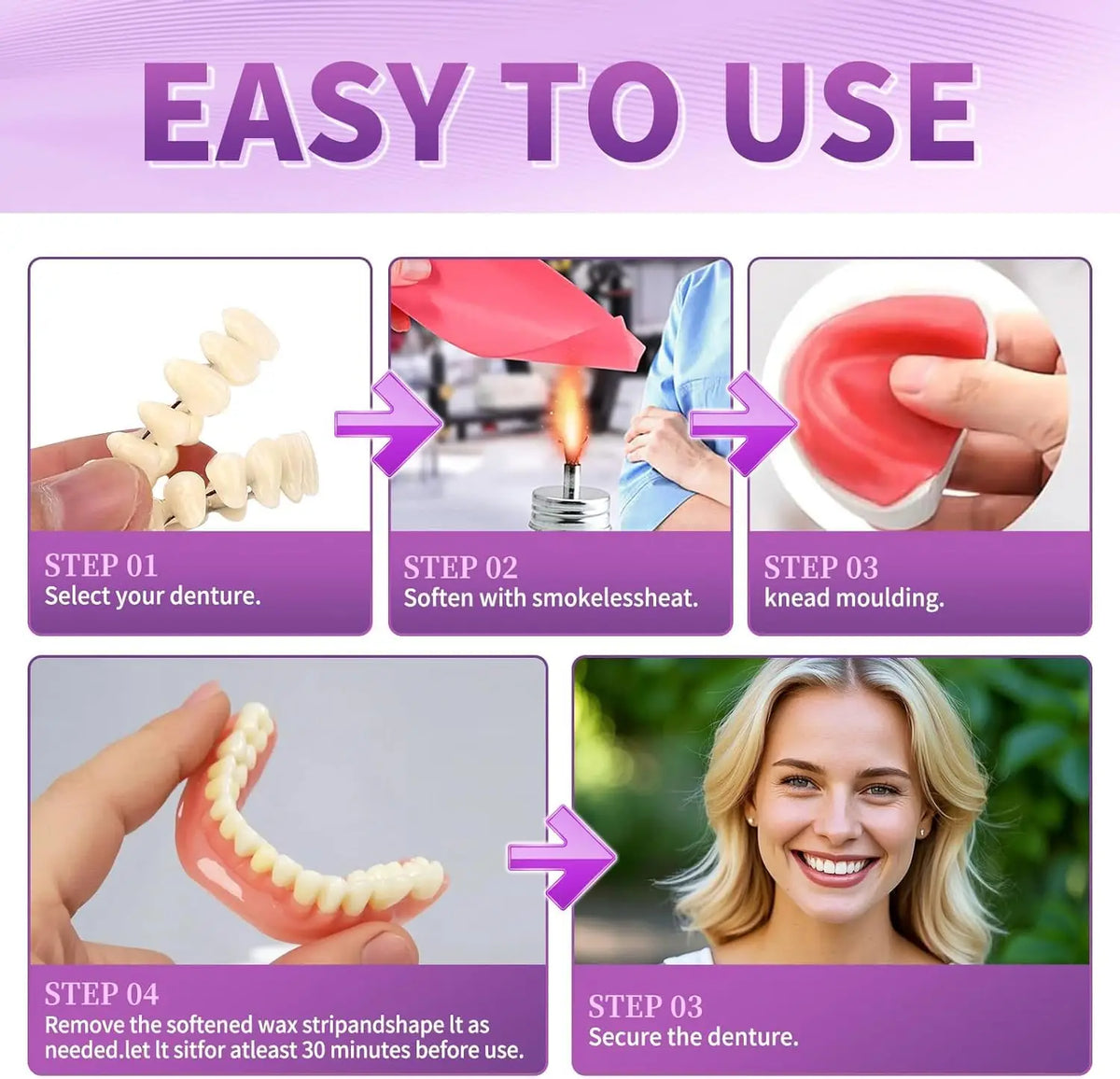 Adjustable Silicone Cosmetic Dentures for Instant Smile Beauty
