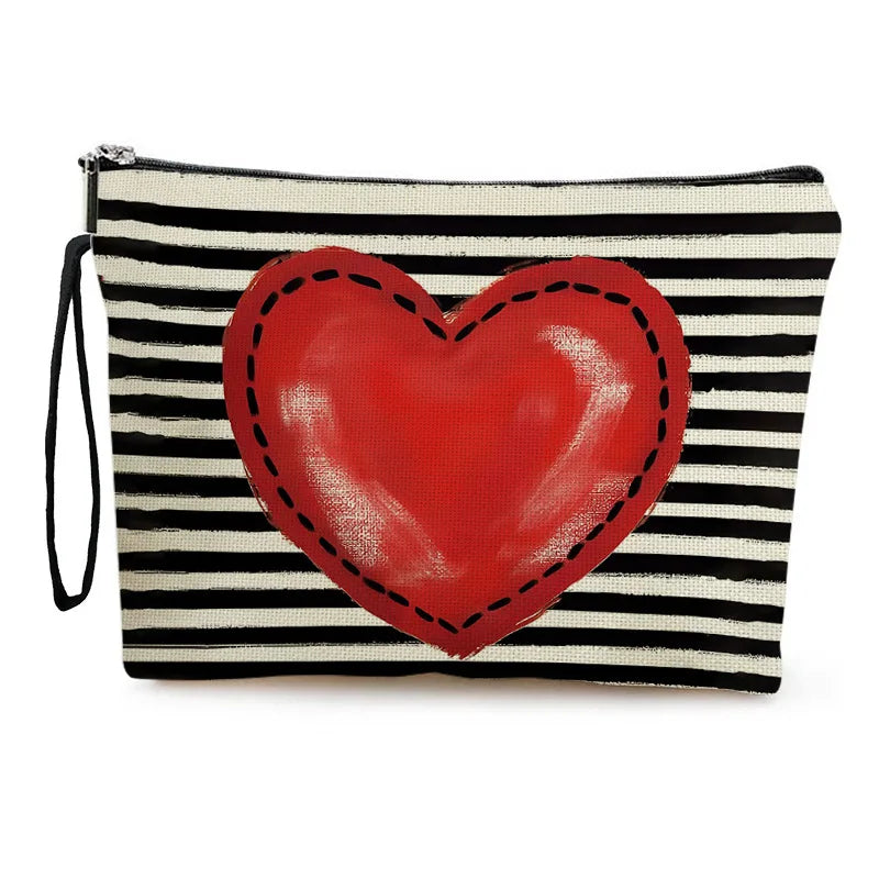 Zippered Love Print Cosmetic Pouch for Travel - 11