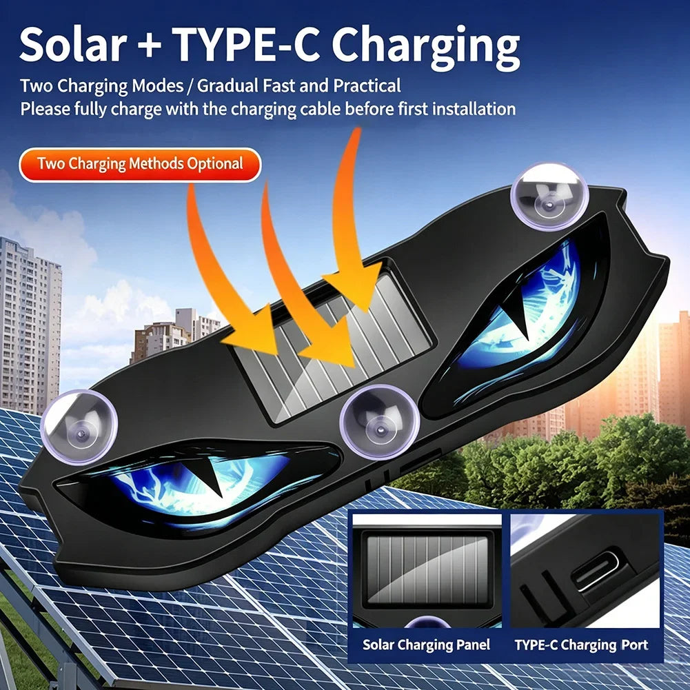 Solar Powered Demon Eye Car Window Warning Light