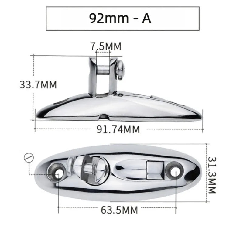 Stainless Steel Quick Release Marine Bimini Top Deck Hinge - 14