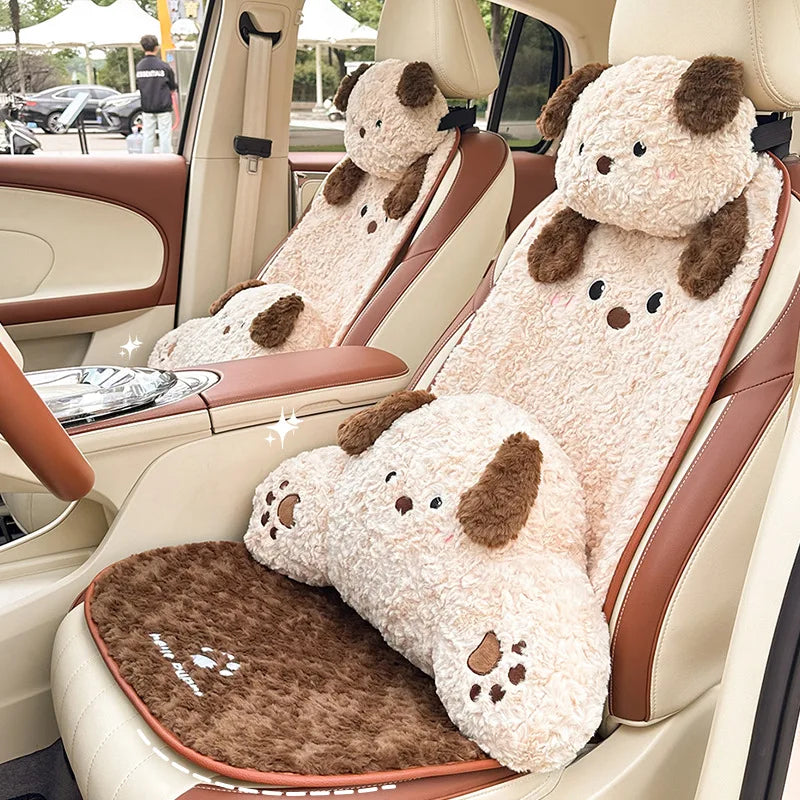 Cute Cartoon Animal Plush Car Seat Cushion and Pillow Set