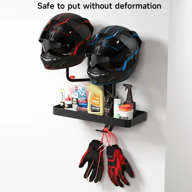 Wall-Mounted Rotating Helmet Holder and Storage Rack - 9