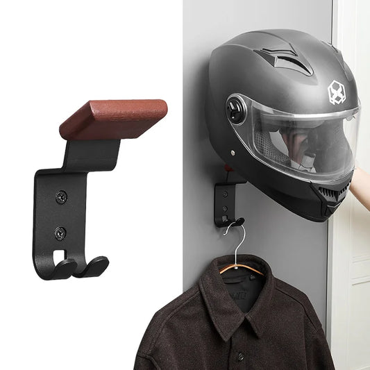 Wall-Mounted Motorcycle Helmet Rack with Gear Hook