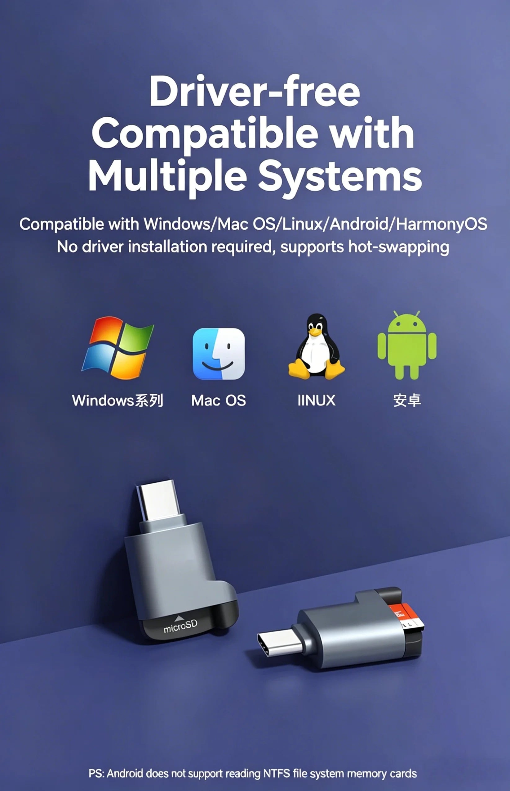 Compact USB-C External TF Memory Card Reader for Smartphones and Laptops - 16
