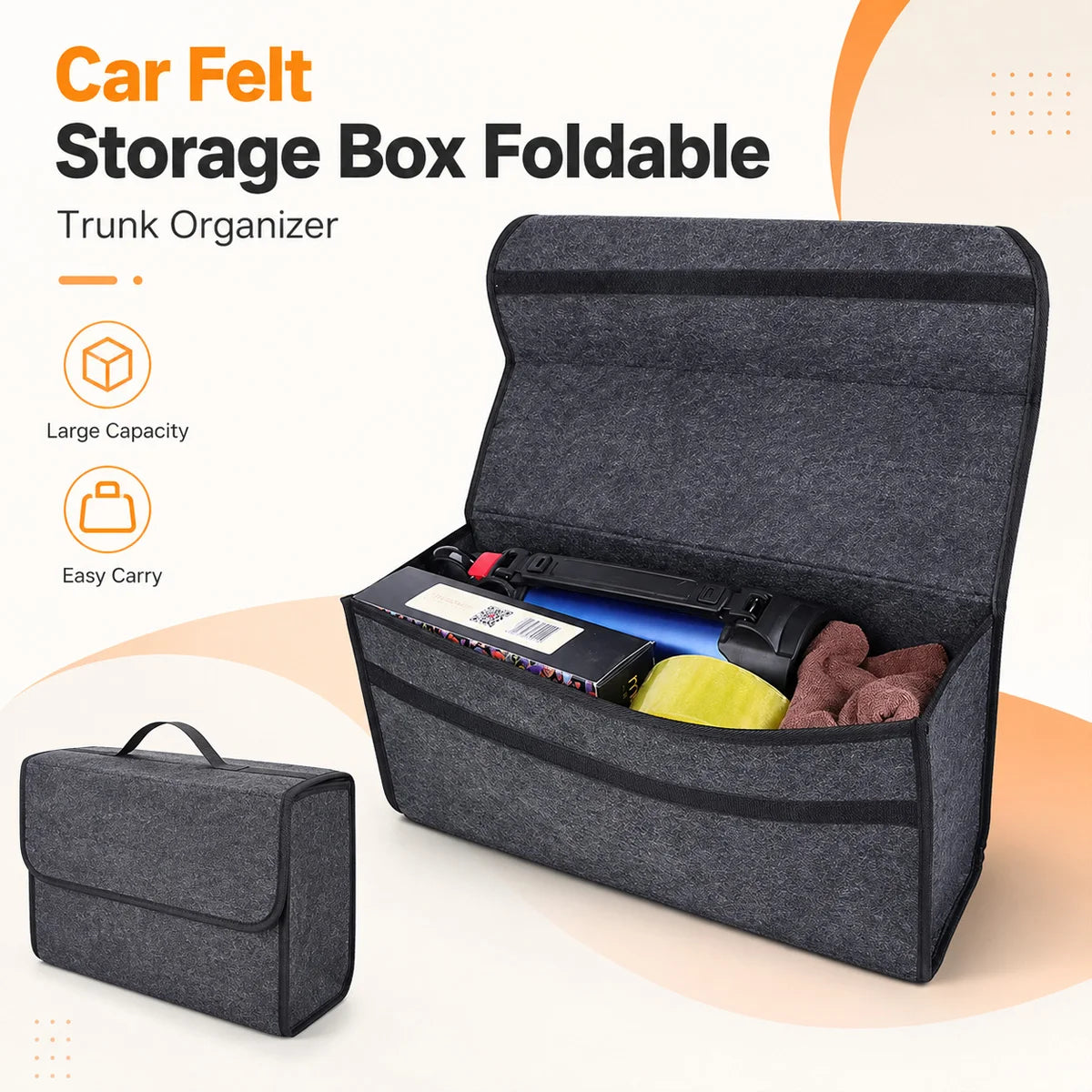 Foldable Felt Car Trunk Organizer and Storage Box
