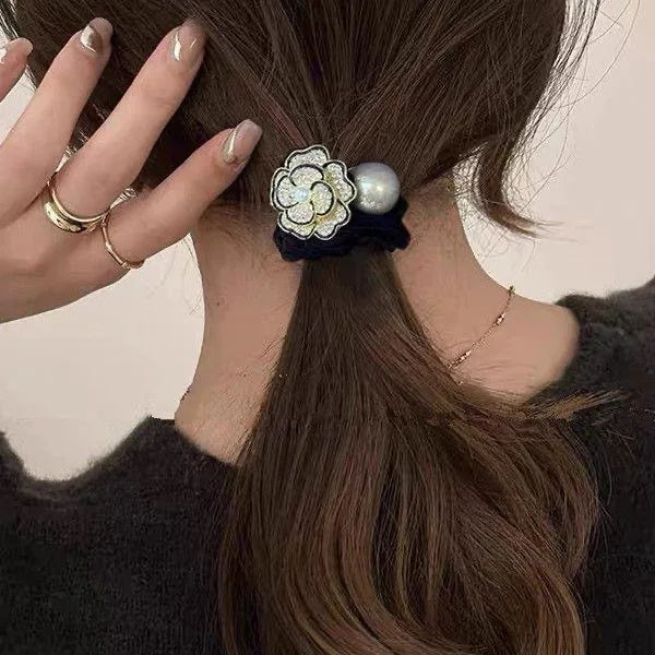 Elegant Floral Rhinestone Hair Tie for Women - 4