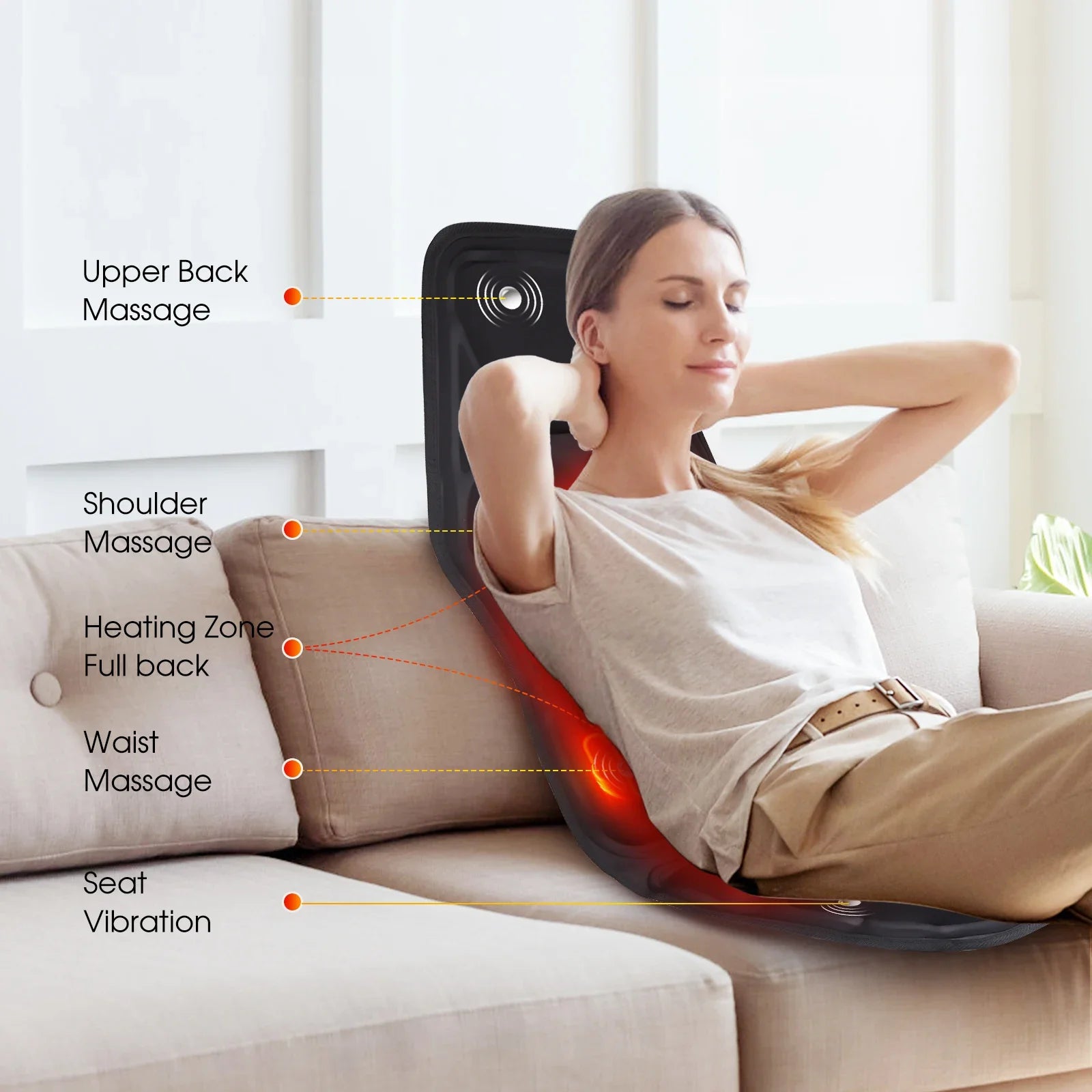 Full-Body Heated Vibrating Massage Chair Cushion - 2