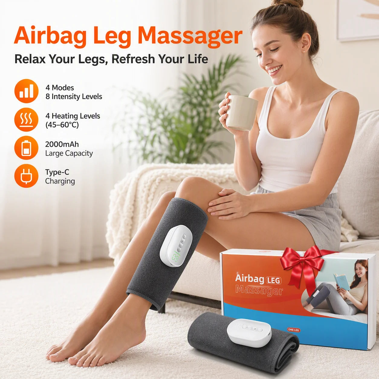 Cordless Air Compression Calf Massager with Heat - 1