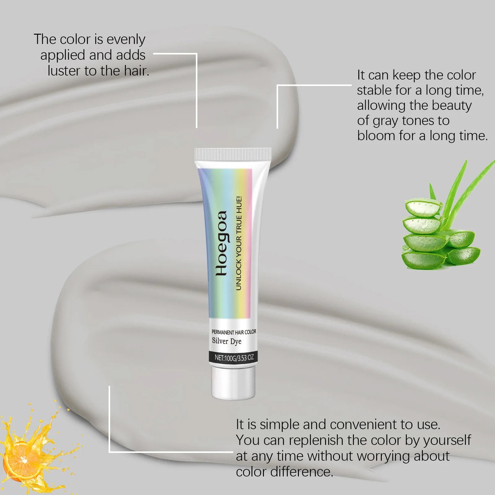 Permanent Silver Gray Hair Dye Cream - 3