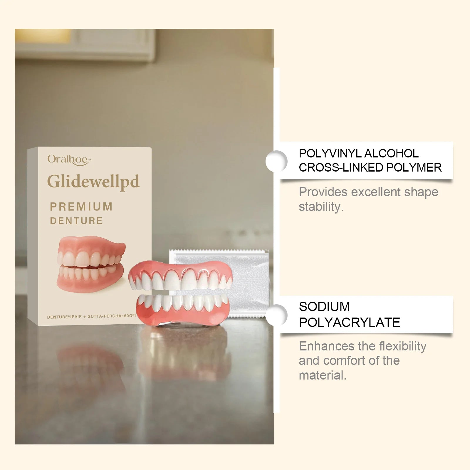 Flexible Silicone Temporary Denture Set for Missing Teeth - 10