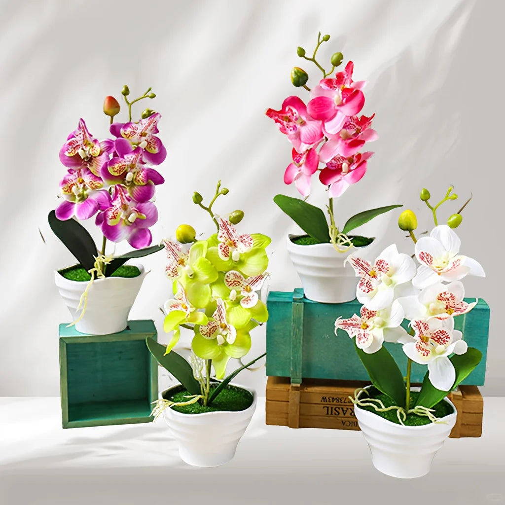 Artificial Orchid Flower Arrangement with Vase - 3