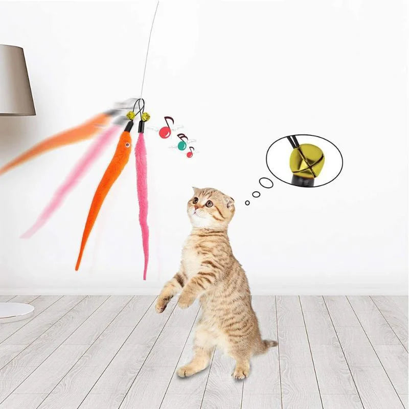 Interactive Plush Worm Cat Teaser Toy with Bell