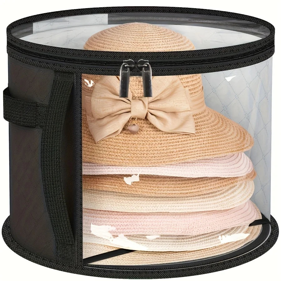 Extra-Large Foldable Hat Storage Box with Clear Viewing Window - 1