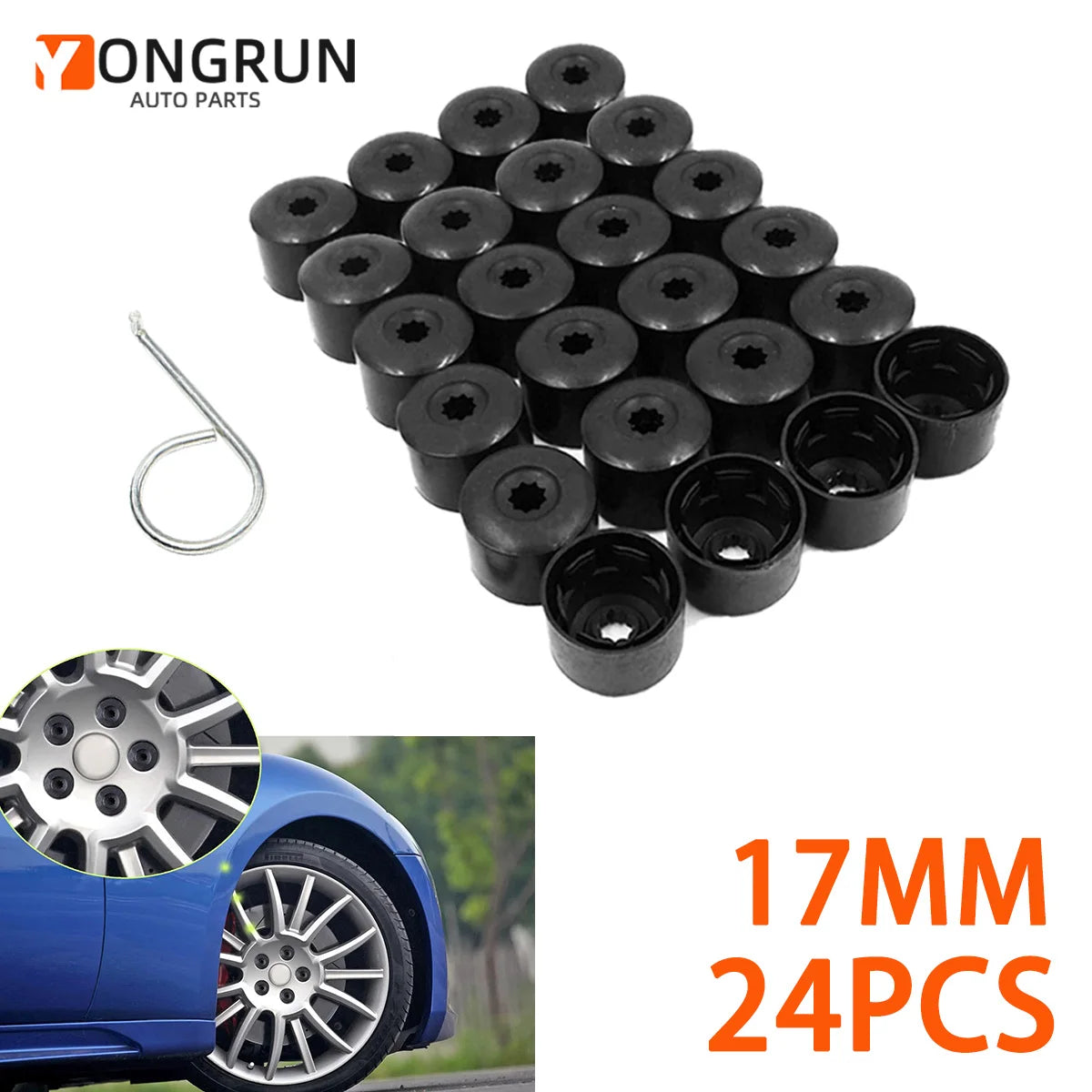 17mm Car Wheel Nut Bolt Covers with Removal Tool