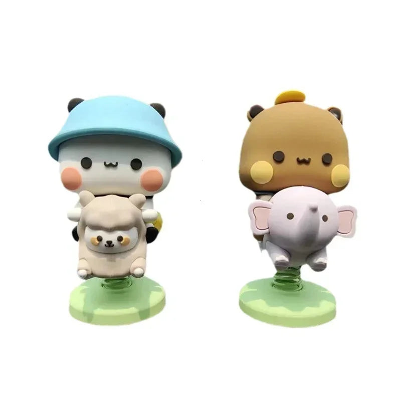Cute Cartoon Panda and Bear Dashboard Ornament