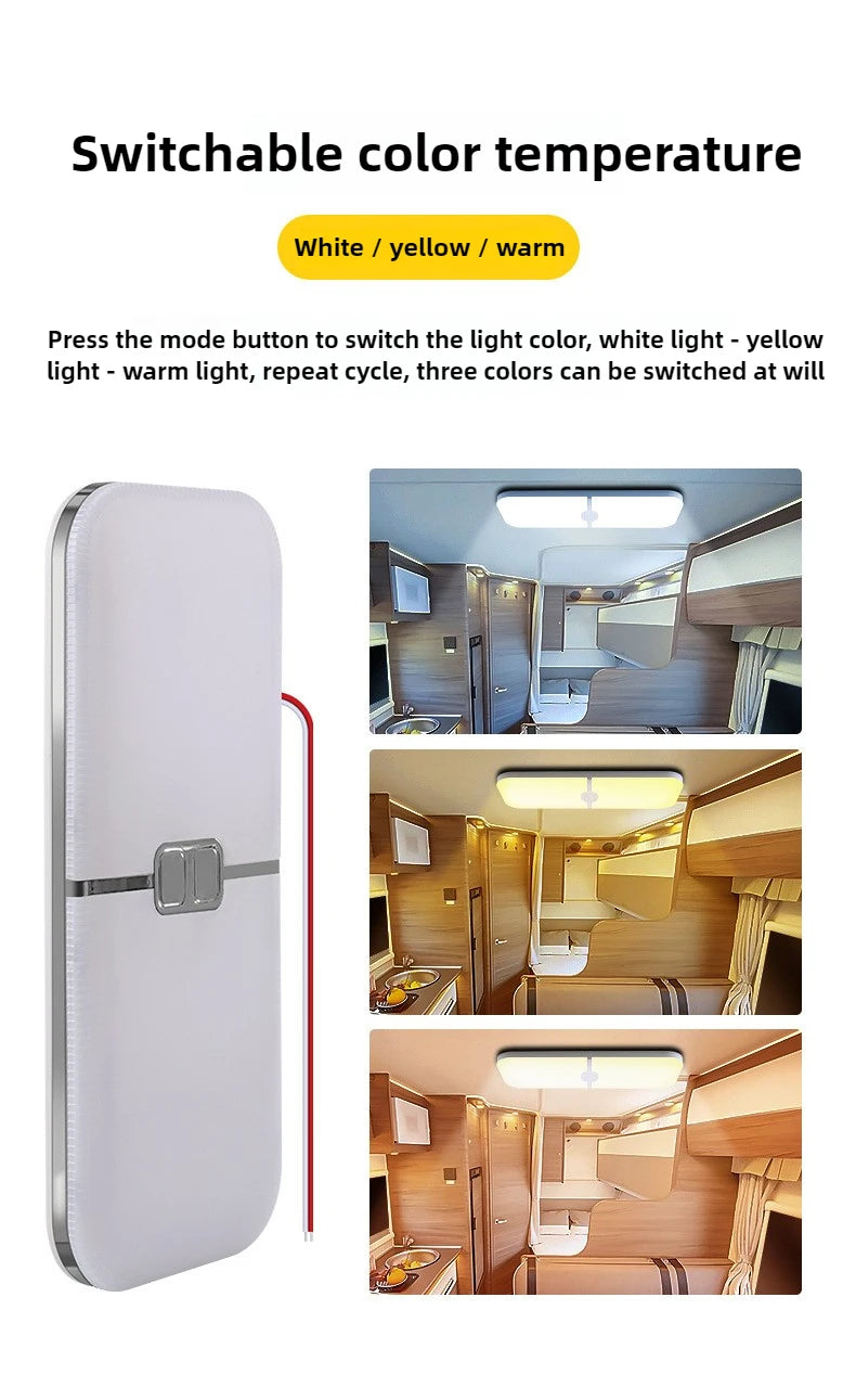 Dimmable 3-Color LED Ceiling Dome Light for RVs and Campers