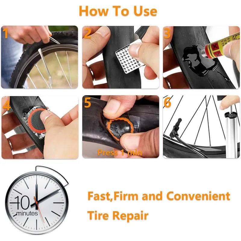 Portable Bike Tire Repair Kit for Road and Mountain Bikes