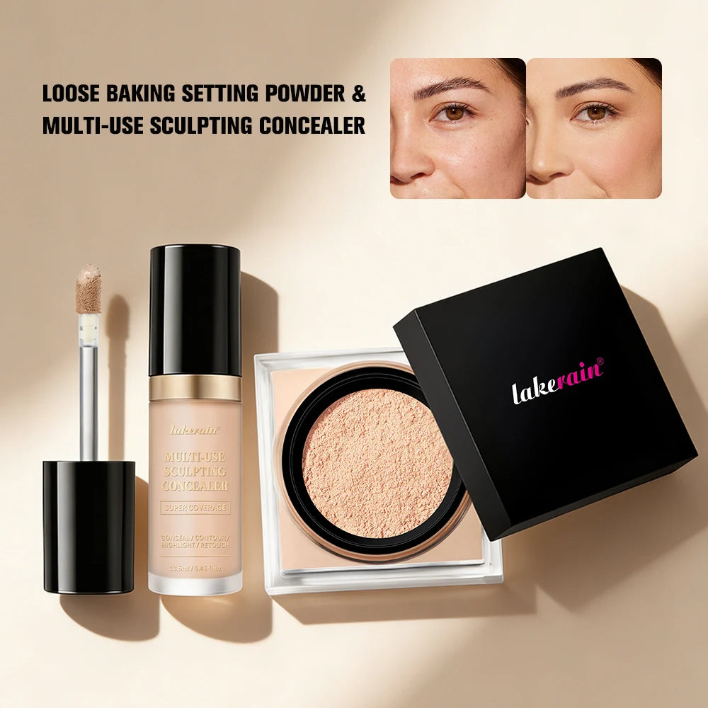Face Makeup Concealer and Setting Powder Duo Set