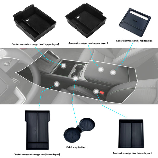 Center Console Armrest Storage Organizer for Model 3 Highland 2024-2025