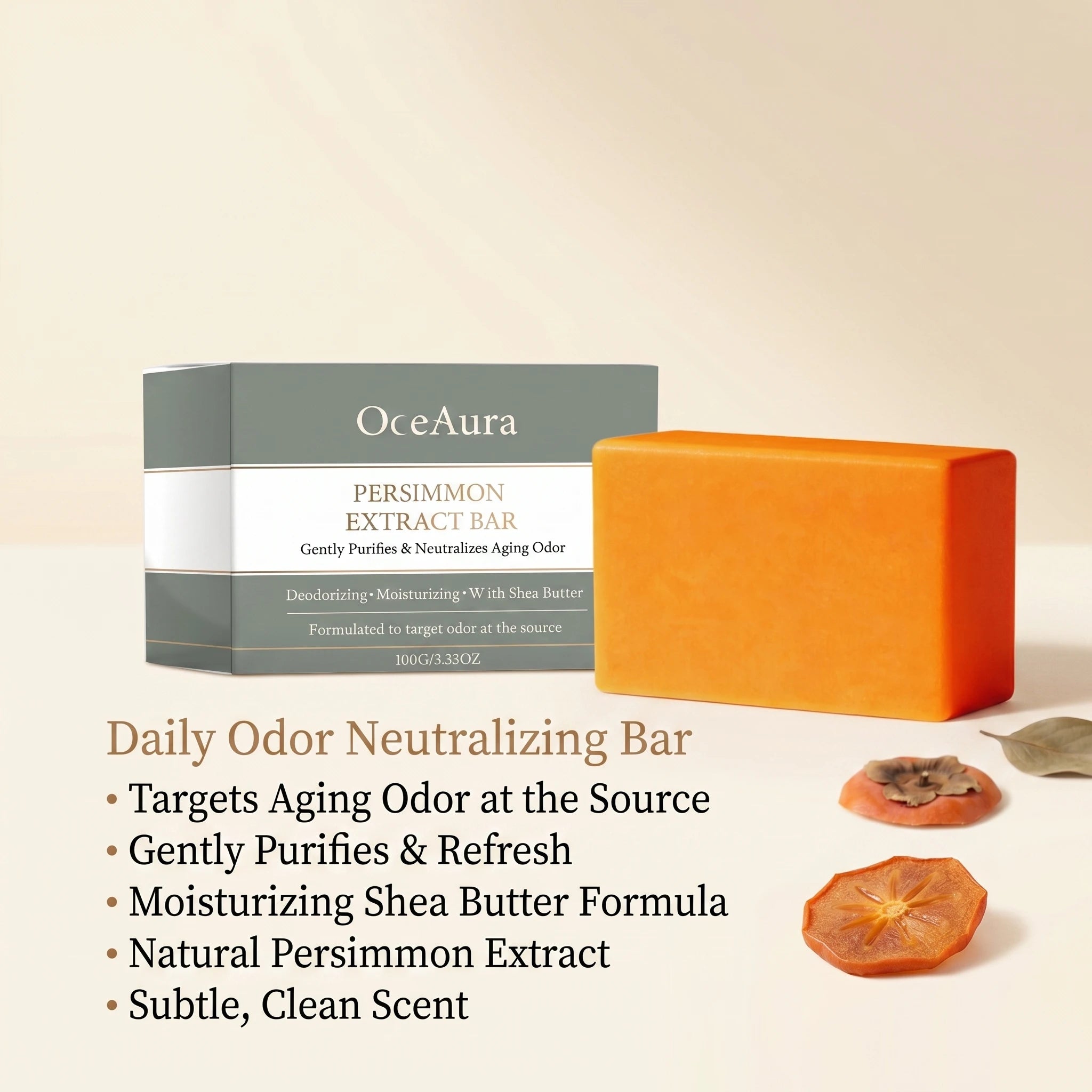 Natural Persimmon Deodorizing Body Soap for Aging Odor - 2