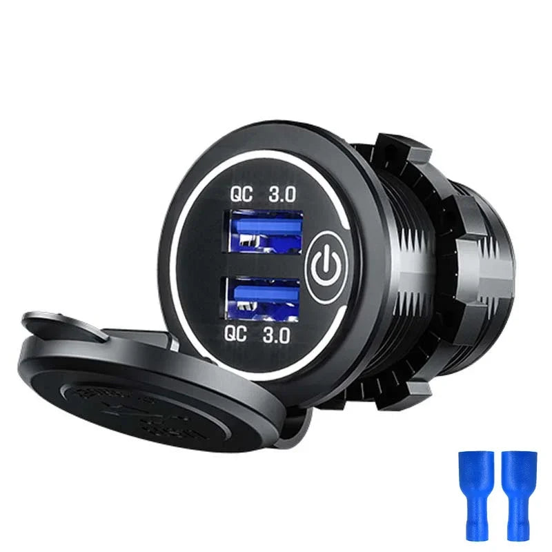 Dual USB Fast Car Charger Socket with Touch Switch