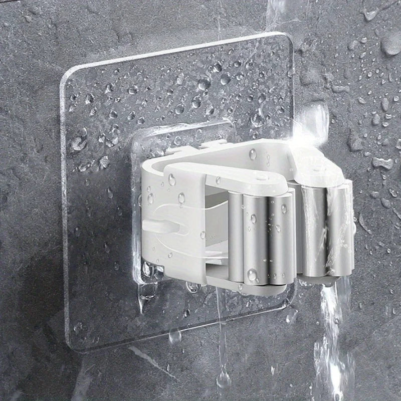 Adhesive Wall-Mounted Mop and Broom Holder - 8