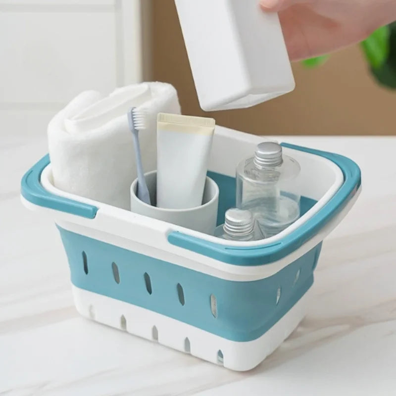 Collapsible Portable Storage Basket with Handles