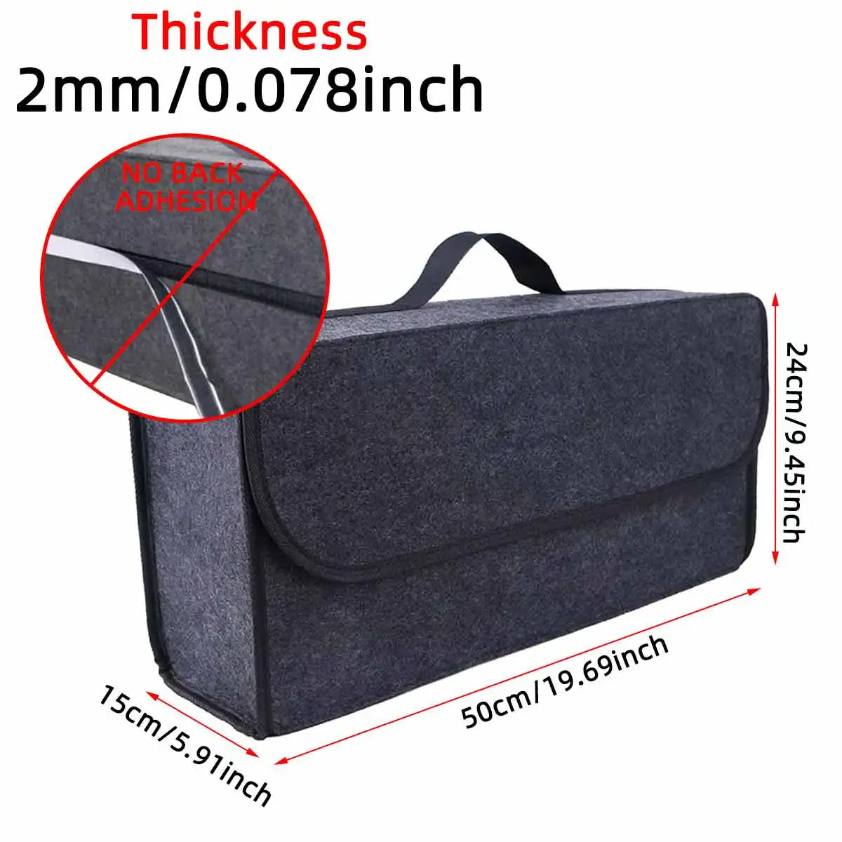 Foldable Felt Car Trunk Organizer and Storage Box - 14