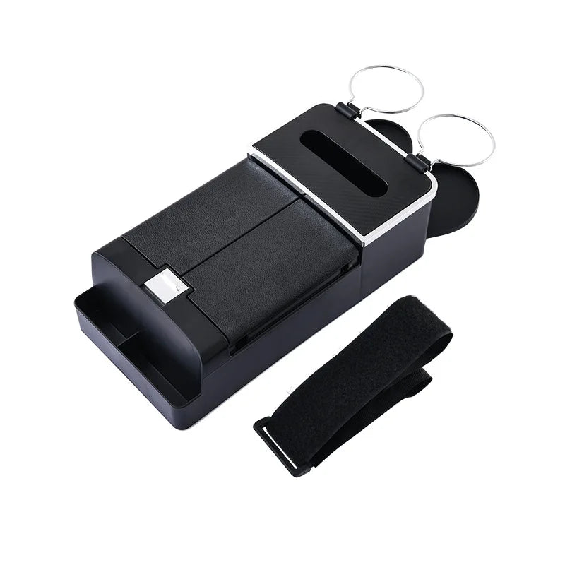 Multifunctional Car Armrest Box with Tissue Holder