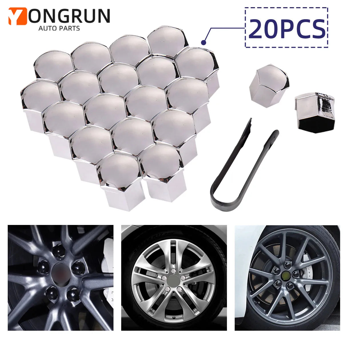 20pcs Car Wheel Nut Covers Rust Proof Hub Bolt Caps 17mm 19mm 21mm