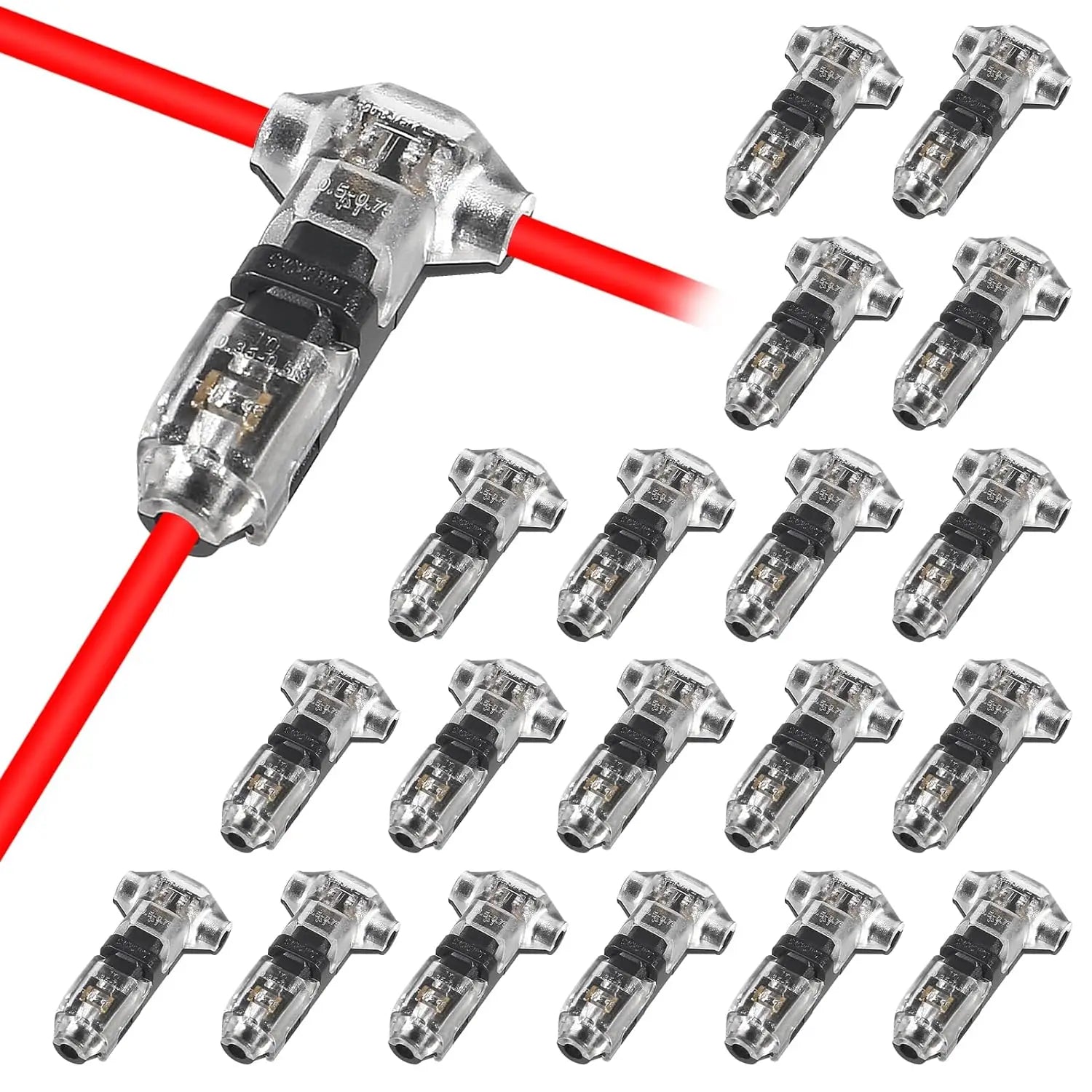 T1 2 Pin Wire Connector Snap On No Solder Quick Splice Terminal Block - 7