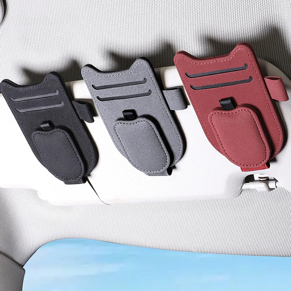 Magnetic Car Sun Visor Sunglasses and Ticket Holder - 1